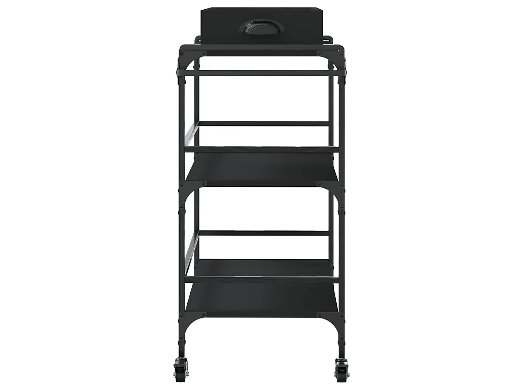 Chariot de cuisine noir 81,5x41x92,5 cm bois d'ingénierie