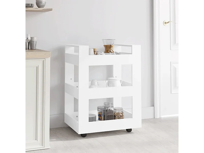 Carrito de cocina madera contrachapada blanco 60x45x80 cm
