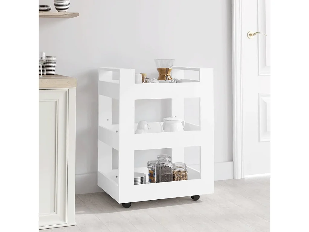 Chariot de cuisine Blanc 60x45x80 cm Bois d'ingénierie