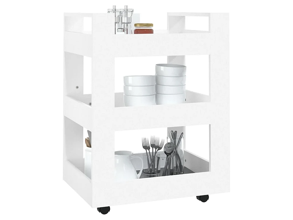 Carrello da Cucina Bianco 60x45x80 cm in Legno Multistrato