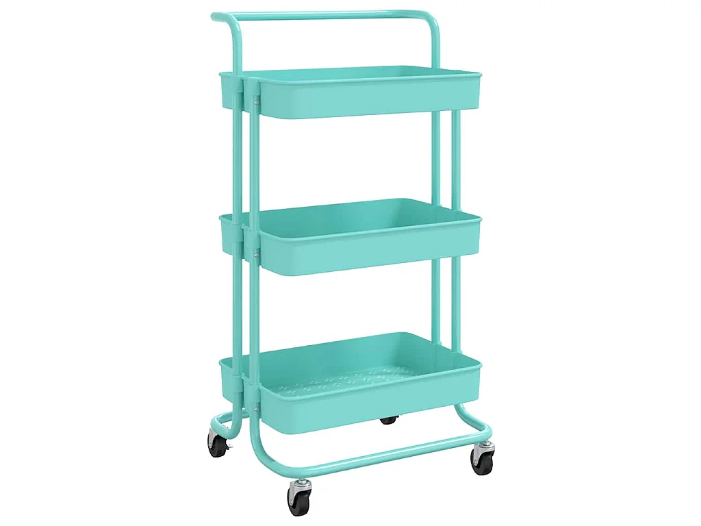 Chariot de cuisine 3 niveaux Turquoise 42x35x85 cm Fer et ABS
