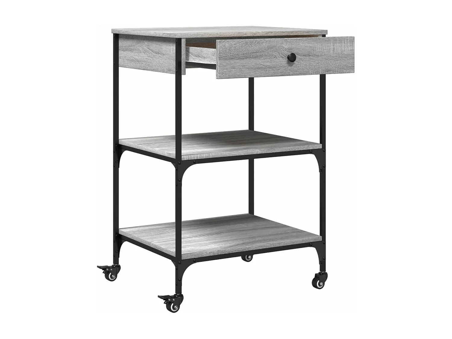 Chariot de cuisine sonoma gris 60x48x89,5 cm bois d'ingénierie