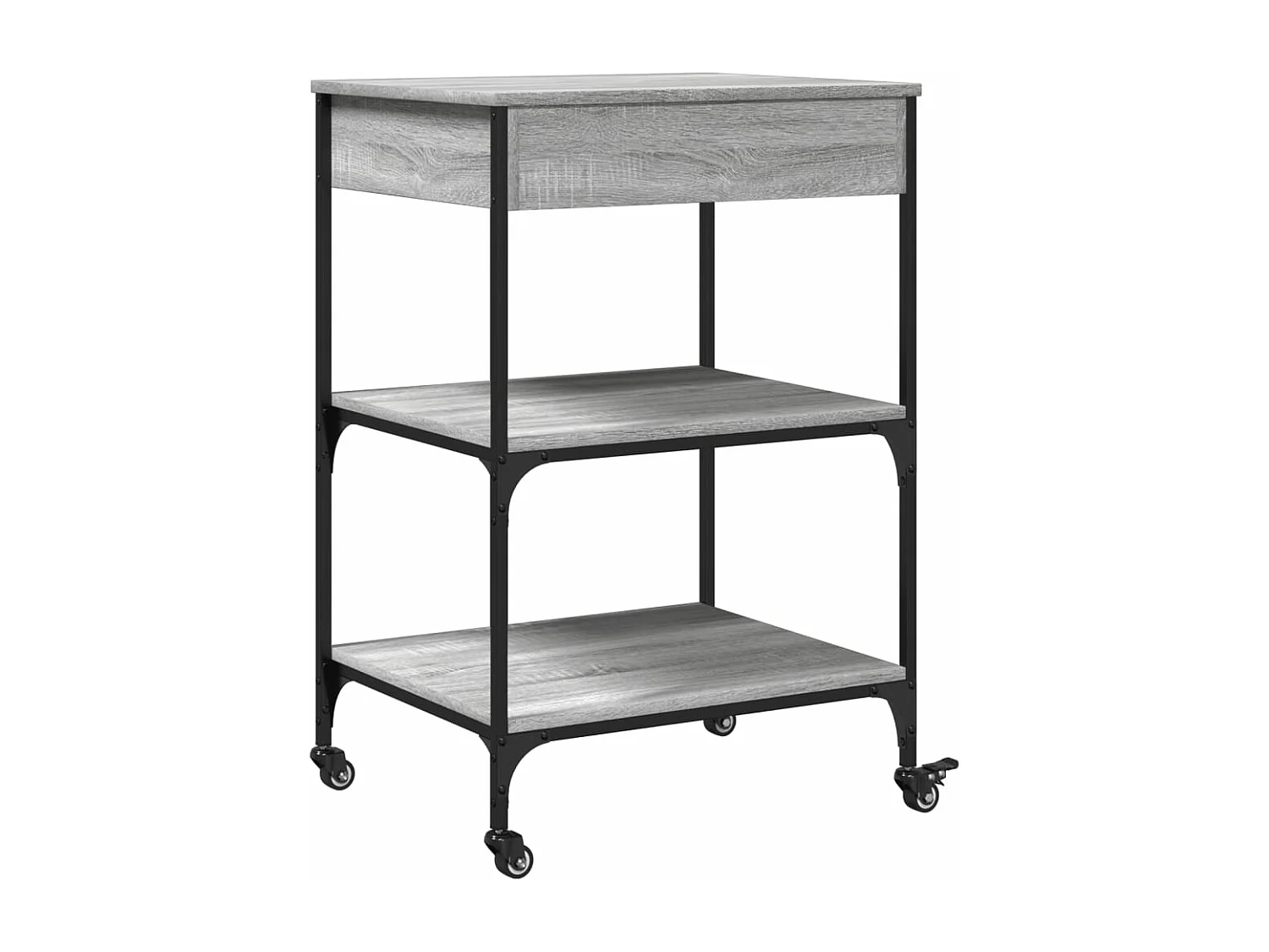 Chariot de cuisine sonoma gris 60x48x89,5 cm bois d'ingénierie