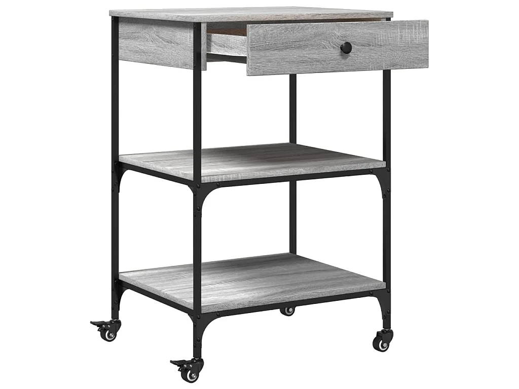 Keukentrolley 60x48x89,5 cm bewerkt hout grijs sonoma eiken