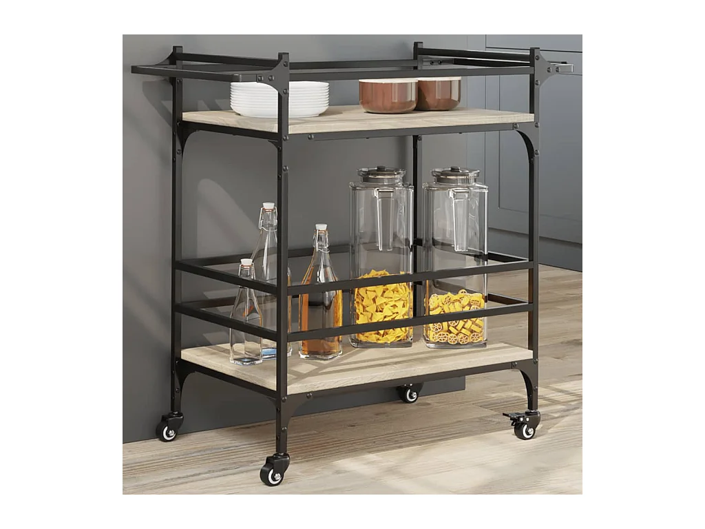 Carrello da Cucina Rovere Sonoma 82x40x78,5cm Legno Multistrato