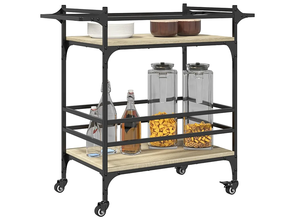 Carrello da Cucina Rovere Sonoma 82x40x78,5cm Legno Multistrato