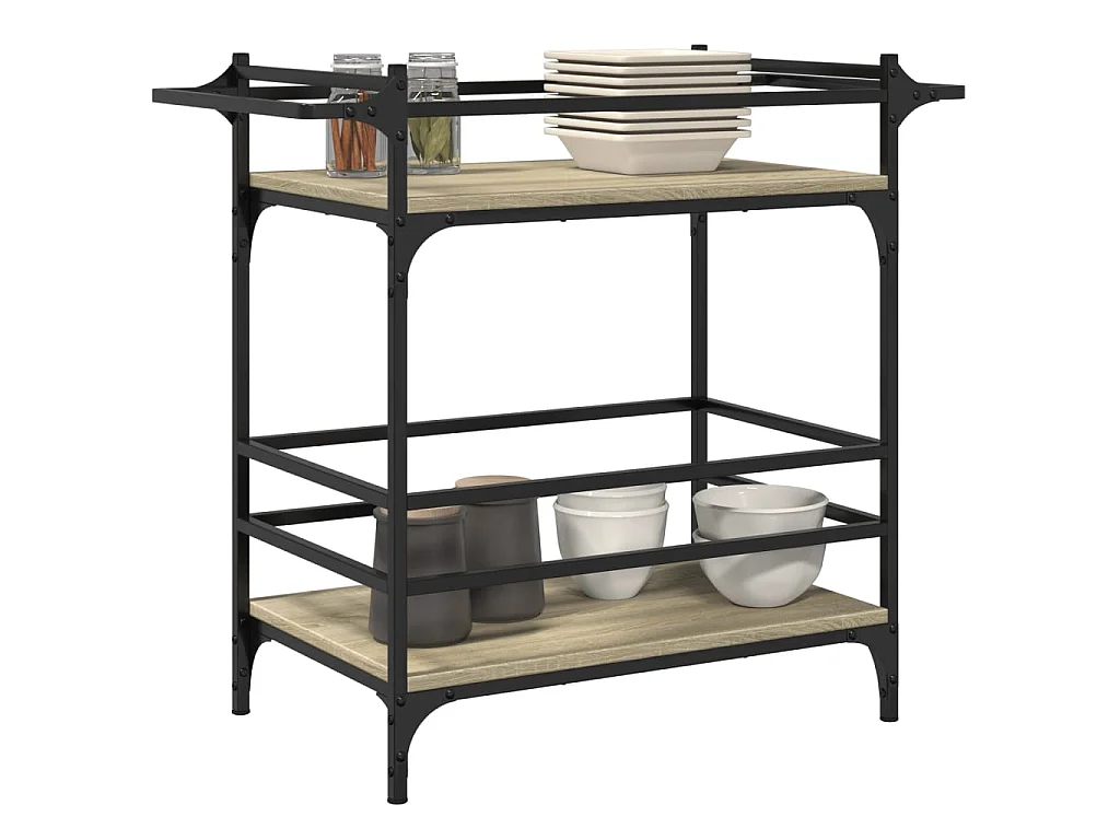 Carrello da Cucina Rovere Sonoma 82x40x78,5cm Legno Multistrato