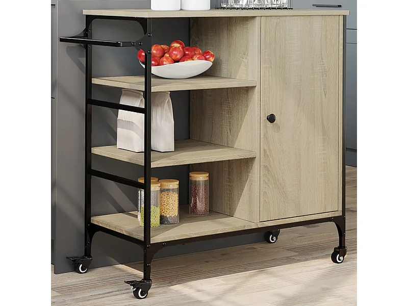Carrello da Cucina Rovere Sonoma 87,5x38,5x84,5 cm Multistrato
