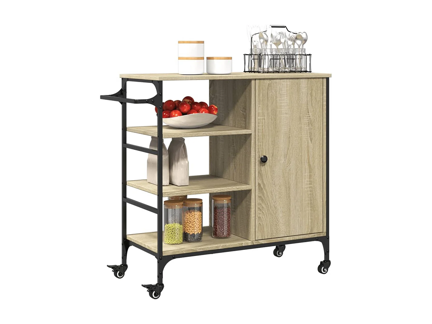 Keukentrolley 87,5x38,5x84,5 cm bewerkt hout sonoma eikenkleur