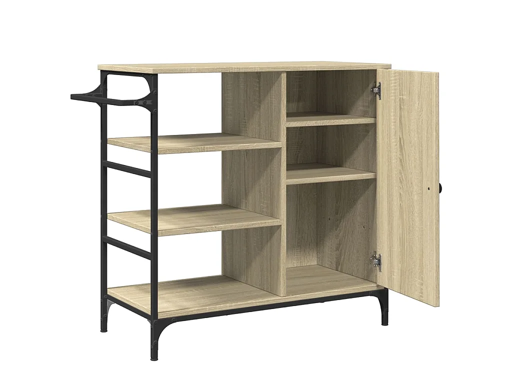 Chariot de cuisine chêne sonoma bois d'ingénierie