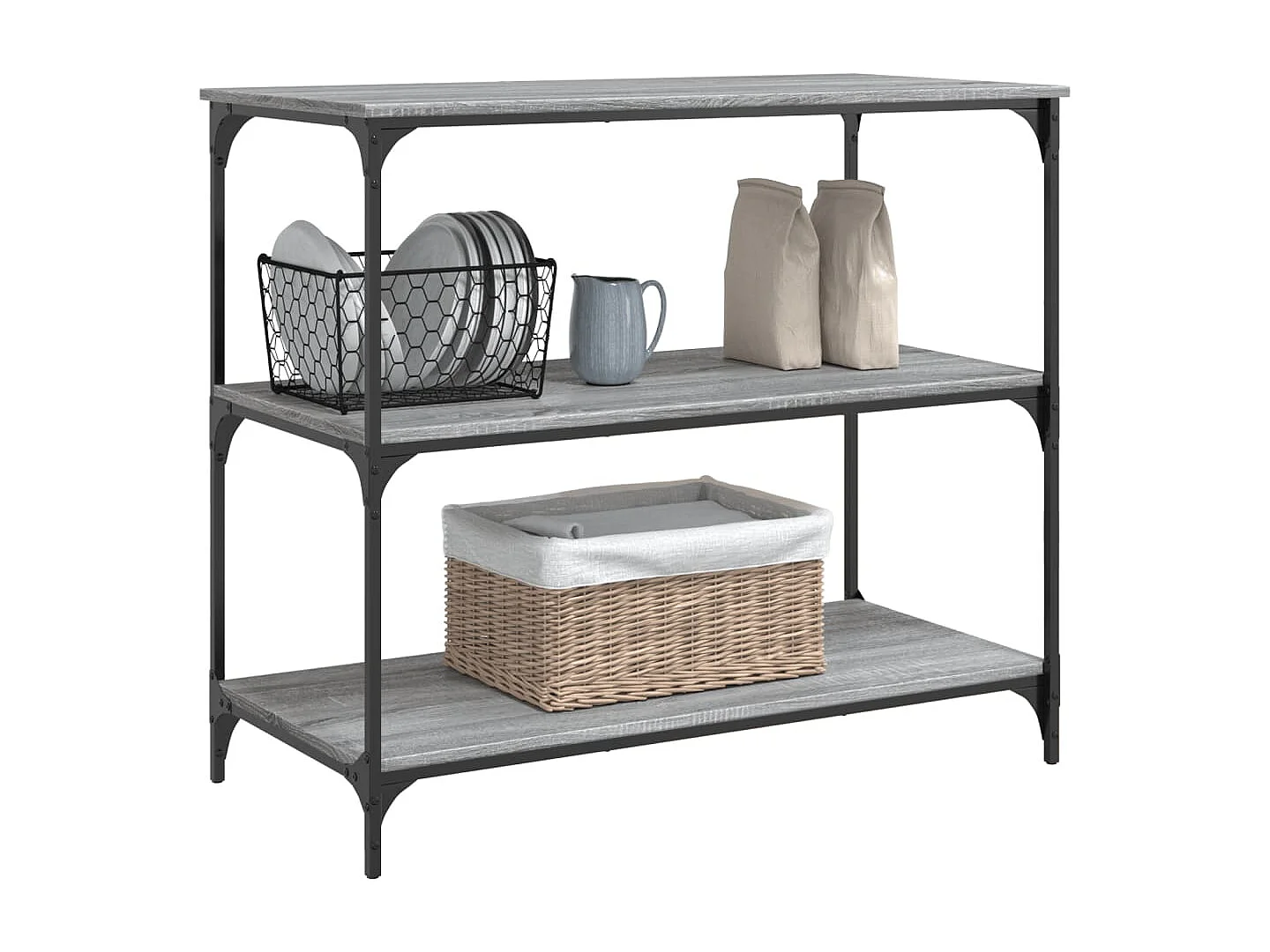 Chariot de cuisine sonoma gris 102x50x95 cm bois d'ingénierie