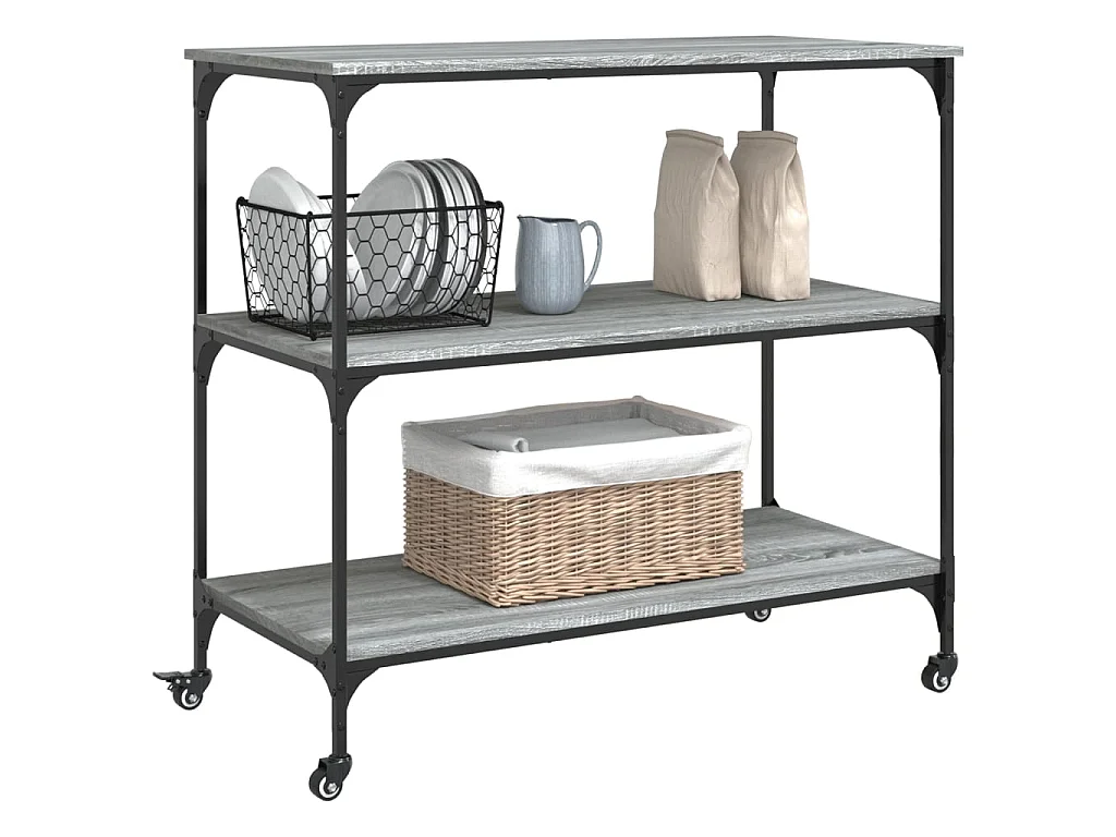 Carrello Cucina Grigio Sonoma 102x50x95 cm in Legno Multistrato