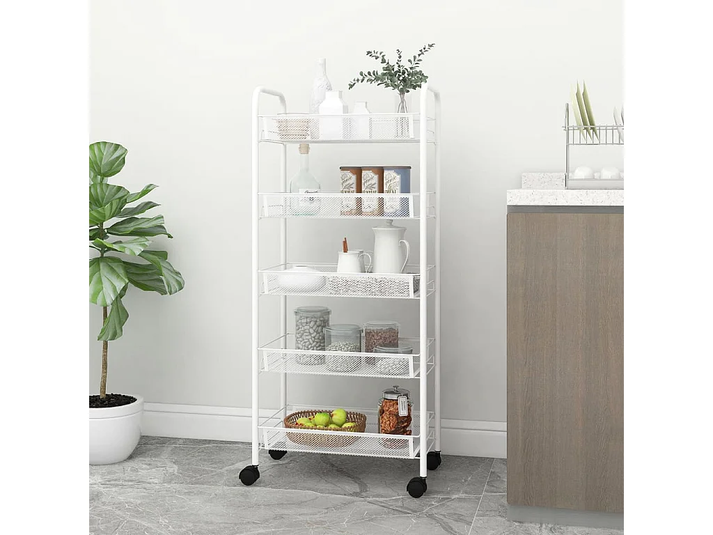 Carrito de cocina 5 niveles hierro blanco 46x26x105 cm