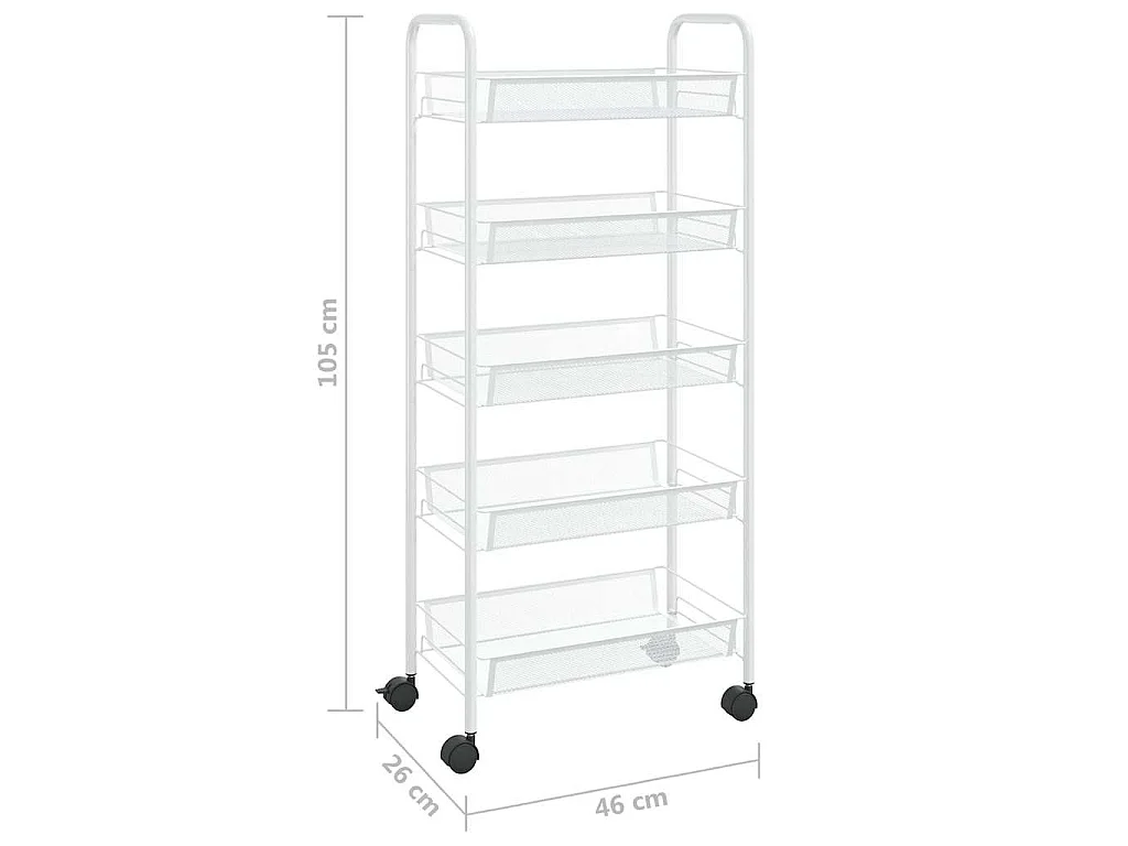 Küchenwagen 5 Etagen Weiß 46x26x105 cm Eisen