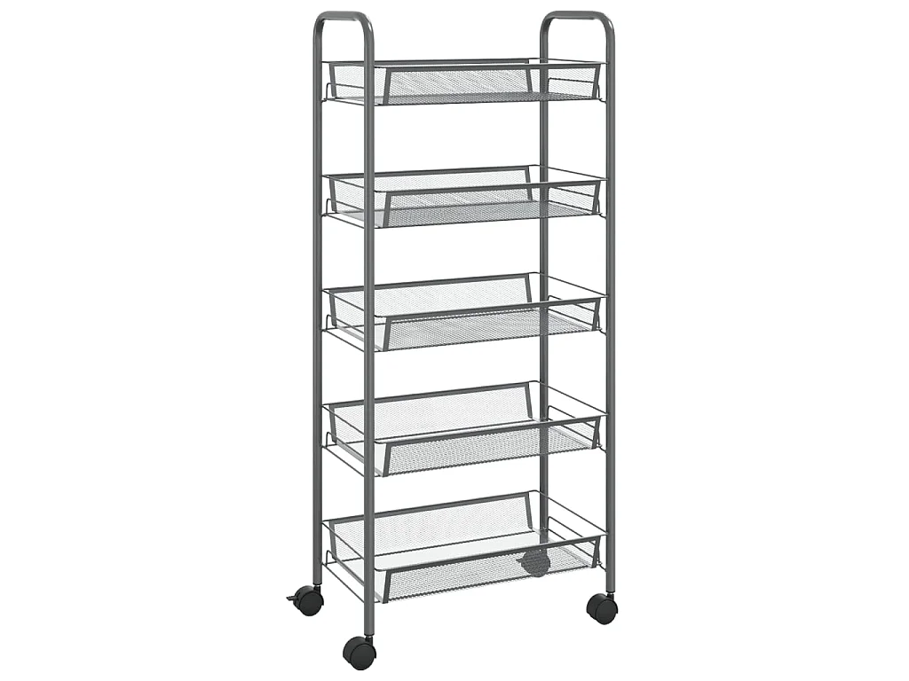 Chariot de cuisine à 5 niveaux Gris 46x26x105 cm Fer