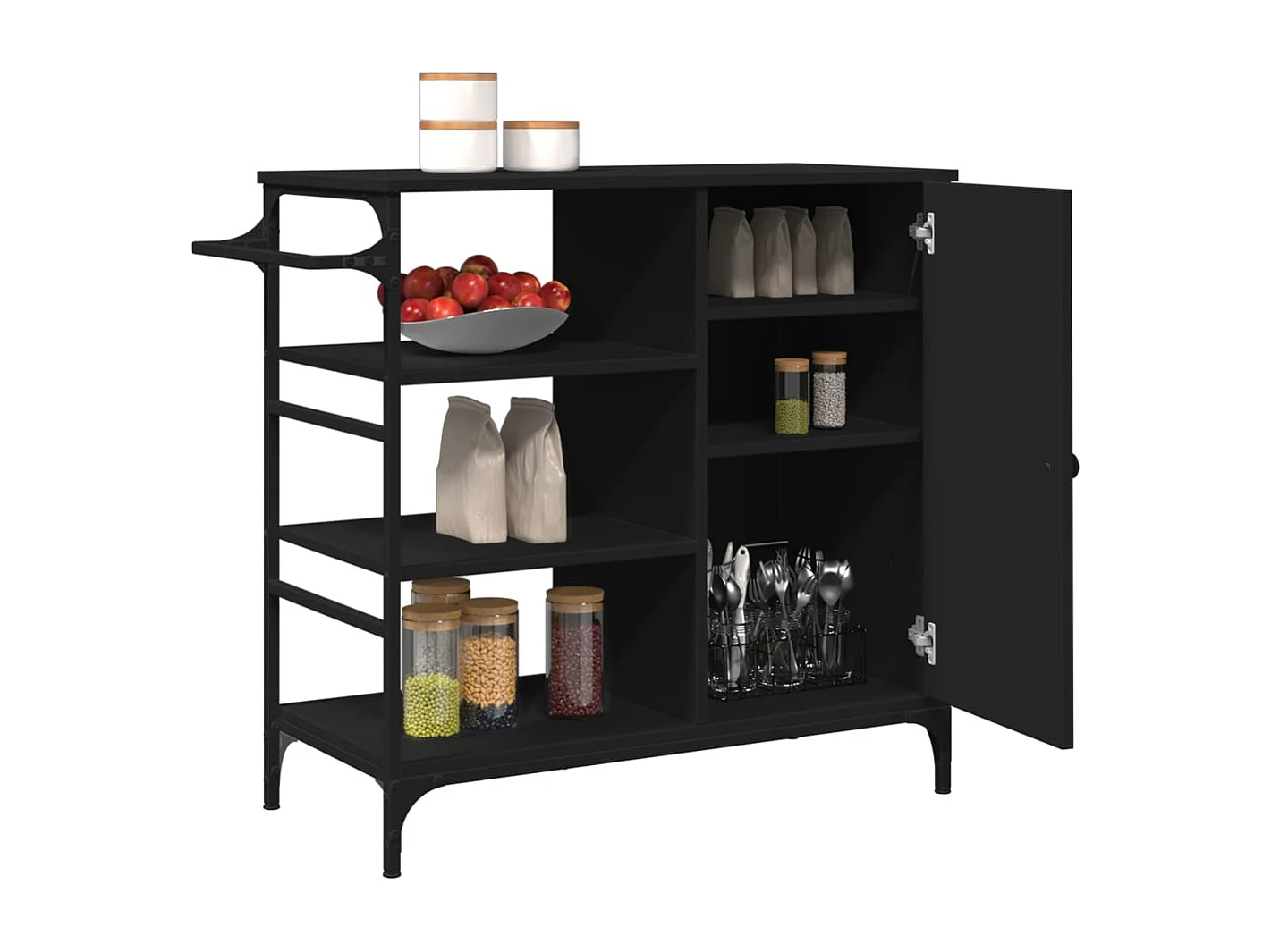 Carrello da Cucina Nero 87,5x38,5x84,5 cm in Legno Multistrato