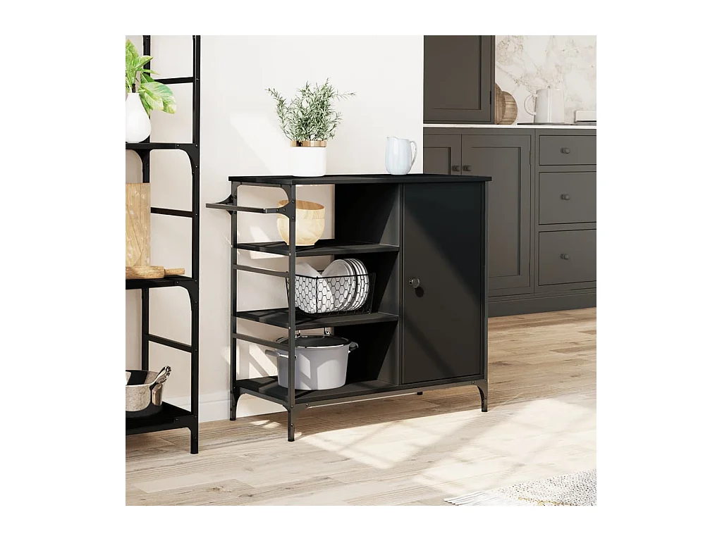 Keukentrolley 87,5x38,5x84,5 cm bewerkt hout zwart