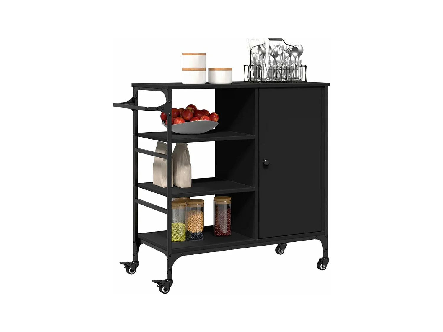 Keukentrolley 87,5x38,5x84,5 cm bewerkt hout zwart
