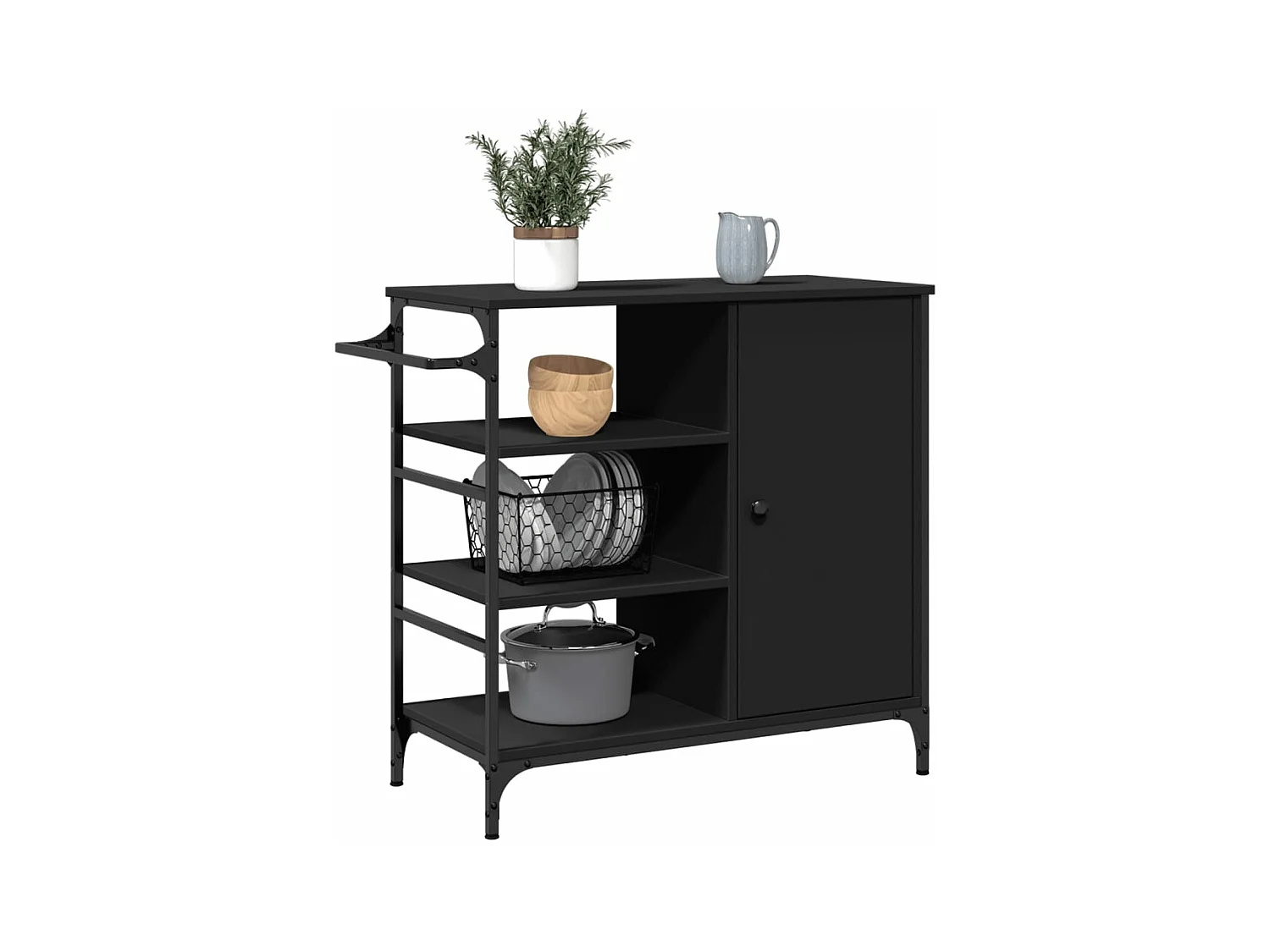 Keukentrolley 87,5x38,5x84,5 cm bewerkt hout zwart