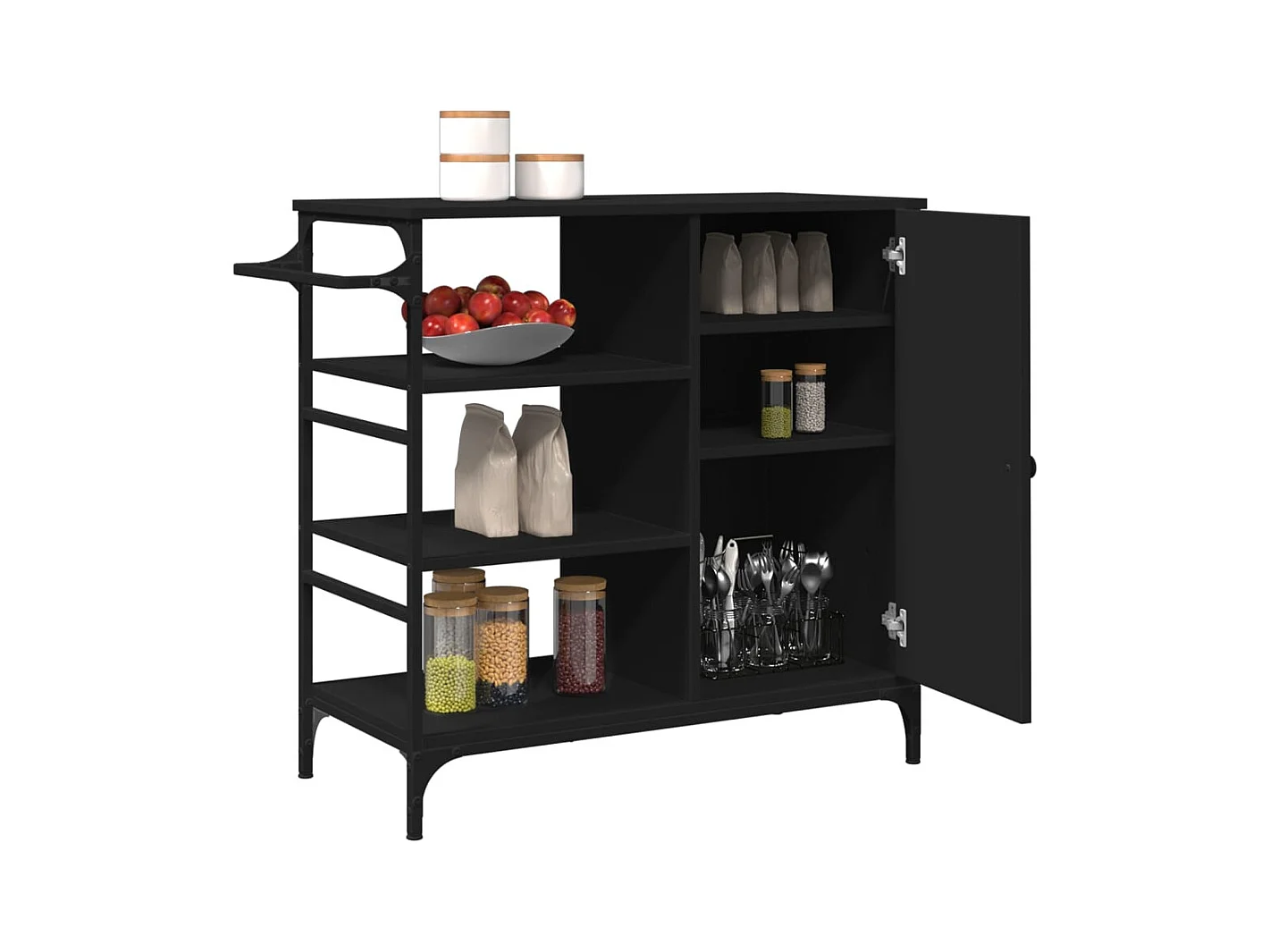 Keukentrolley 87,5x38,5x84,5 cm bewerkt hout zwart