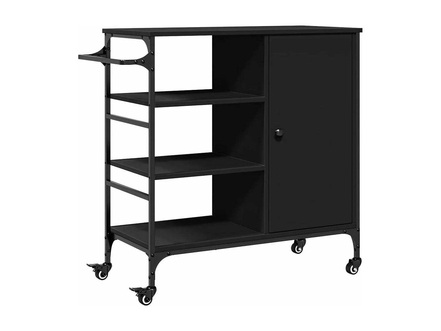 Chariot de cuisine noir 87,5x38,5x84,5 cm bois d'ingénierie