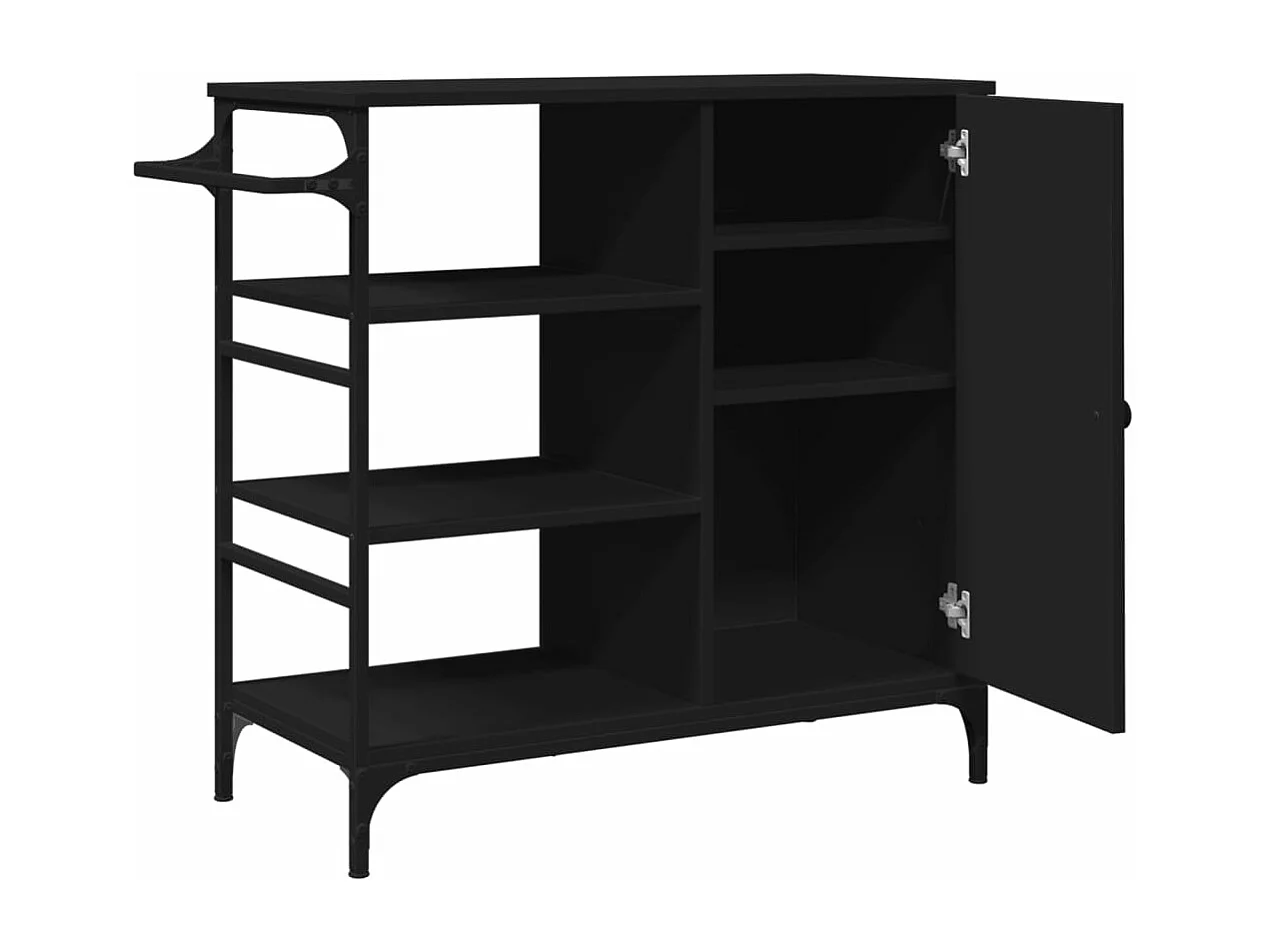 Chariot de cuisine noir 87,5x38,5x84,5 cm bois d'ingénierie