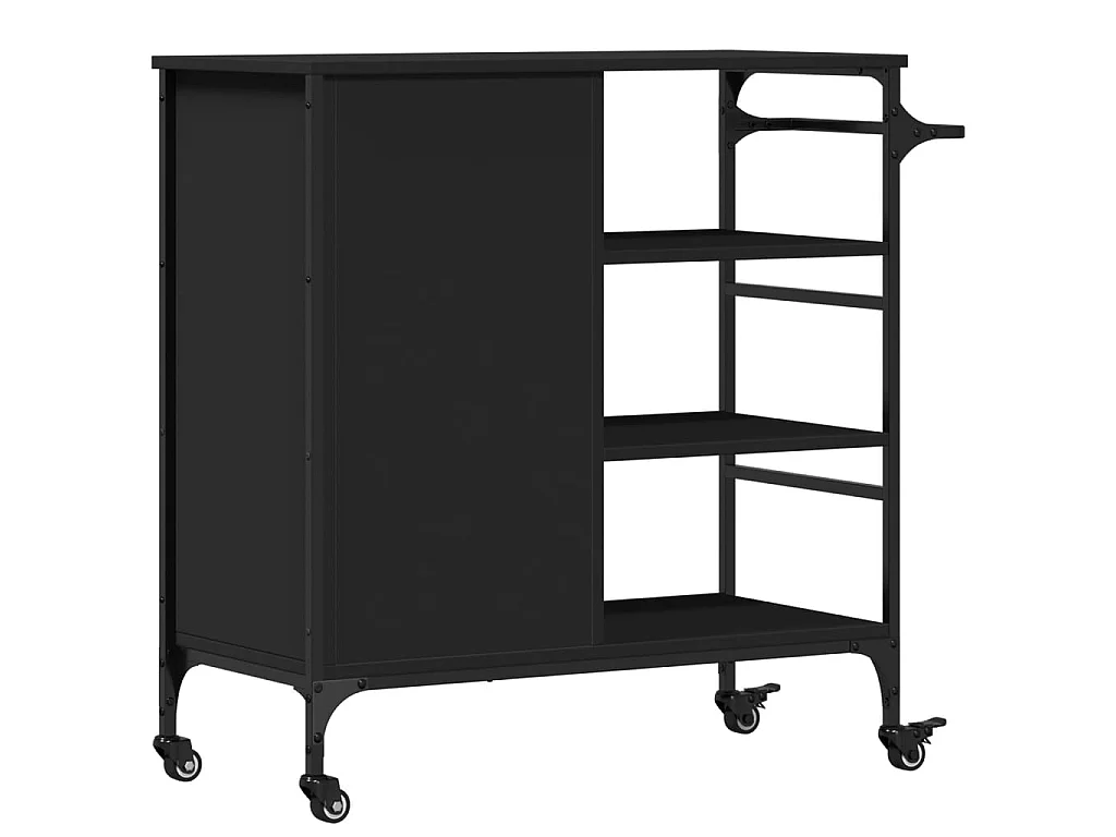 Chariot de cuisine noir 87,5x38,5x84,5 cm bois d'ingénierie