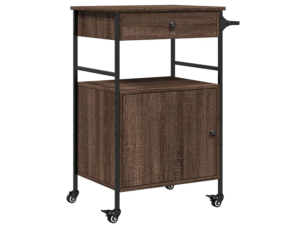 Chariot de cuisine chêne marron 56x43x89,5 cm bois d'ingénierie