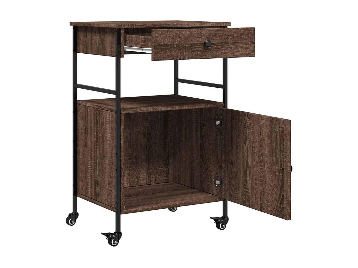 Chariot de cuisine chêne marron 56x43x89,5 cm bois d'ingénierie