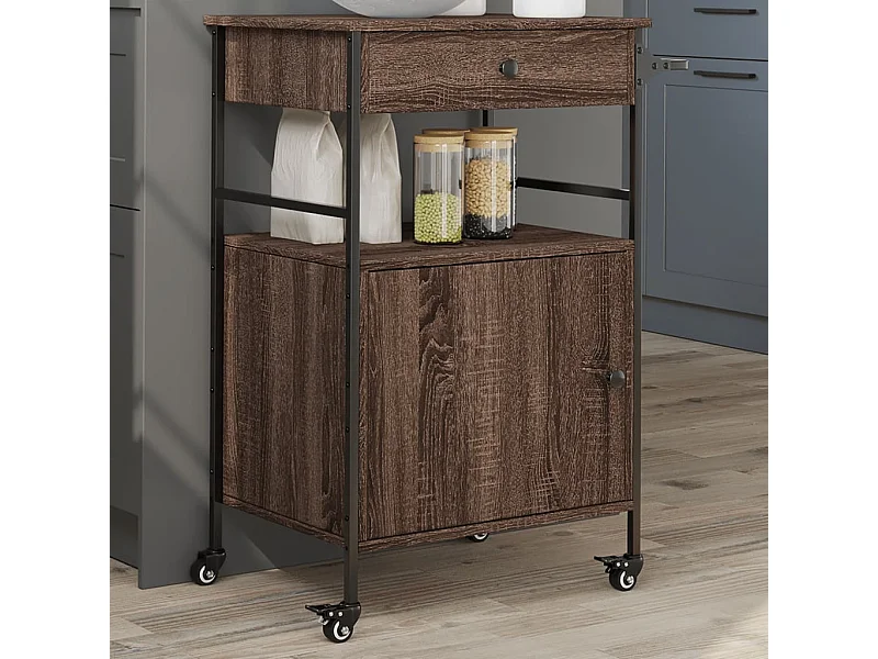 Küchenwagen Braun Eichen-Optik 56x43x89,5 cm Holzwerkstoff