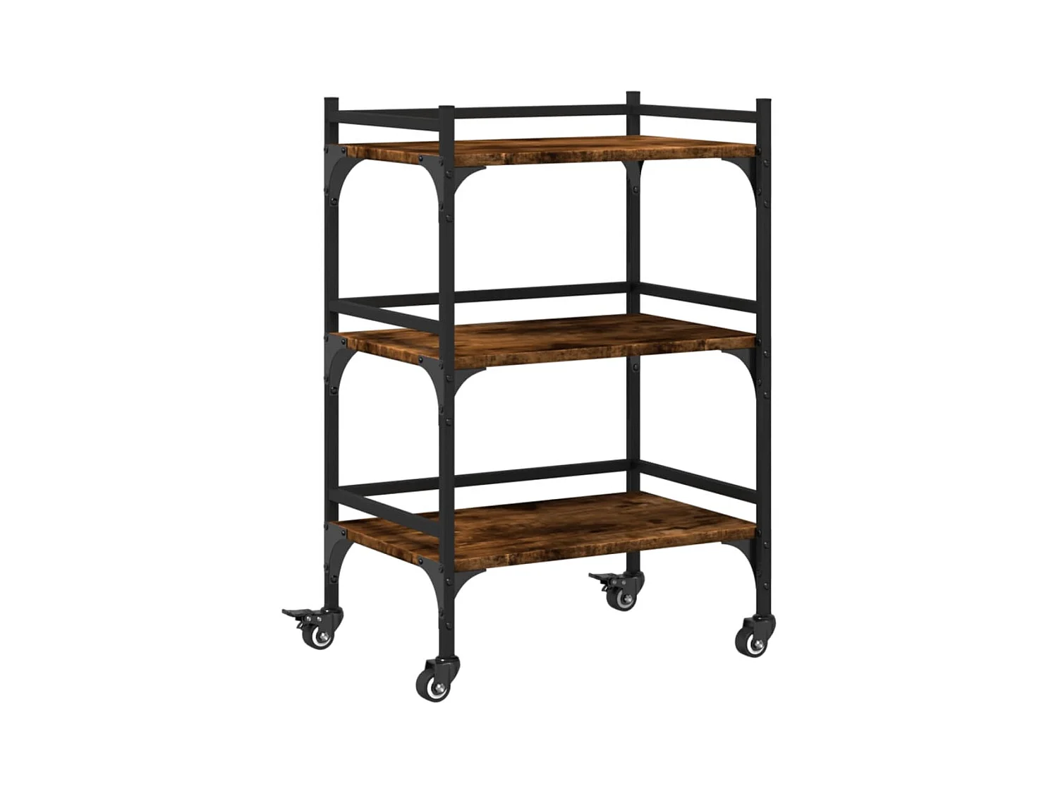 Chariot de cuisine chêne fumé 50x35x75,5 cm bois d'ingénierie