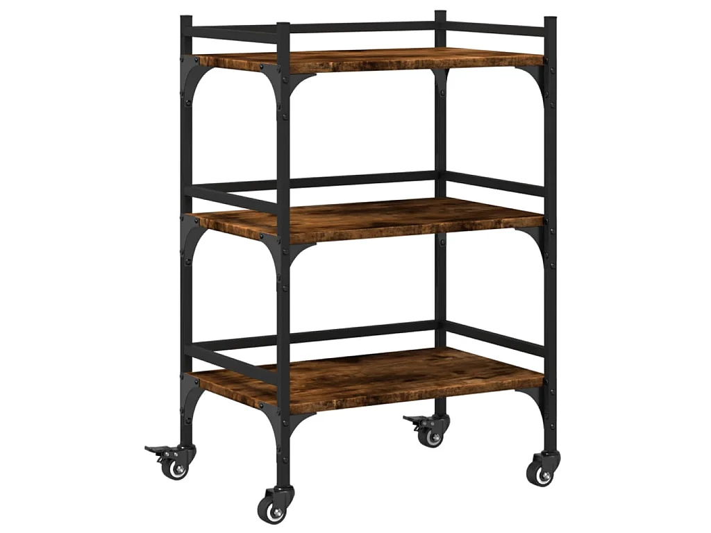 Chariot de cuisine chêne fumé 50x35x75,5 cm bois d'ingénierie