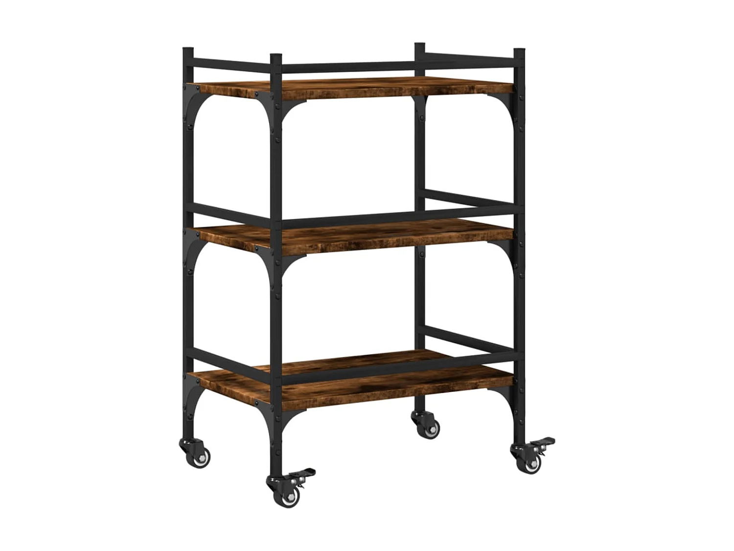 Chariot de cuisine chêne fumé 50x35x75,5 cm bois d'ingénierie