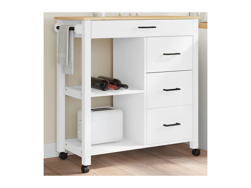 Keukentrolley MONZA 84x40x90 cm massief grenenhout