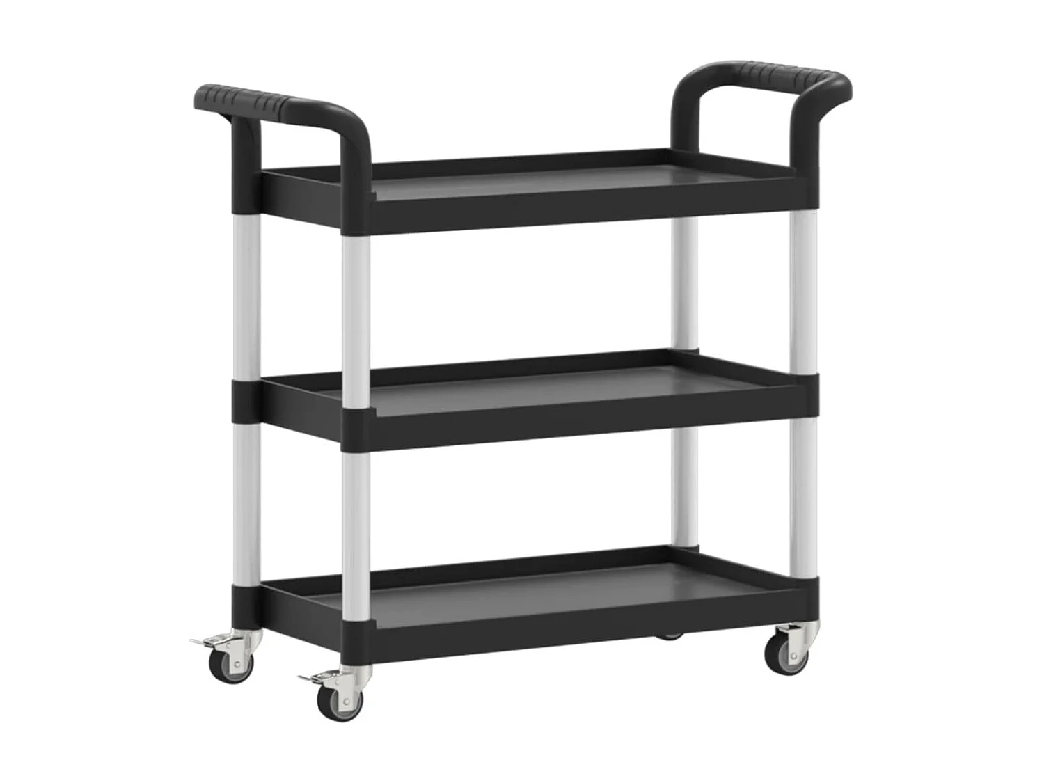 Rollwagen mit 3 Etagen Schwarz 77x34x72 cm Aluminium