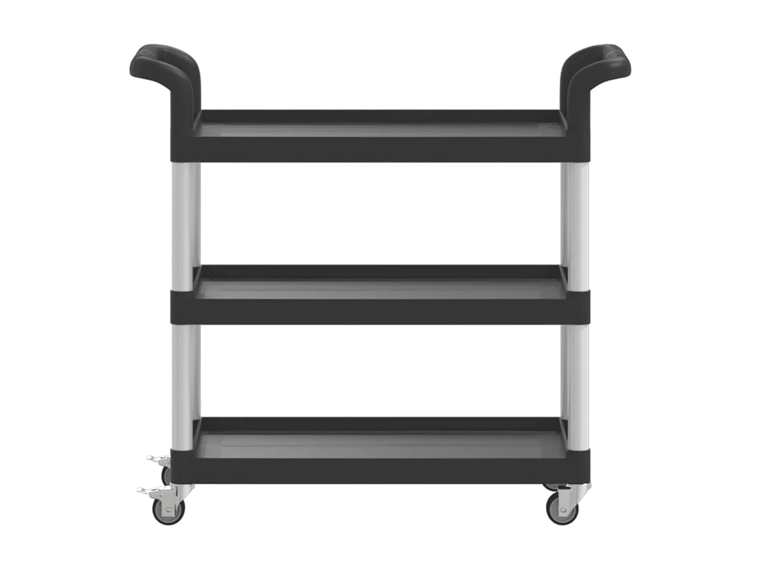 Rollwagen mit 3 Etagen Schwarz 77x34x72 cm Aluminium