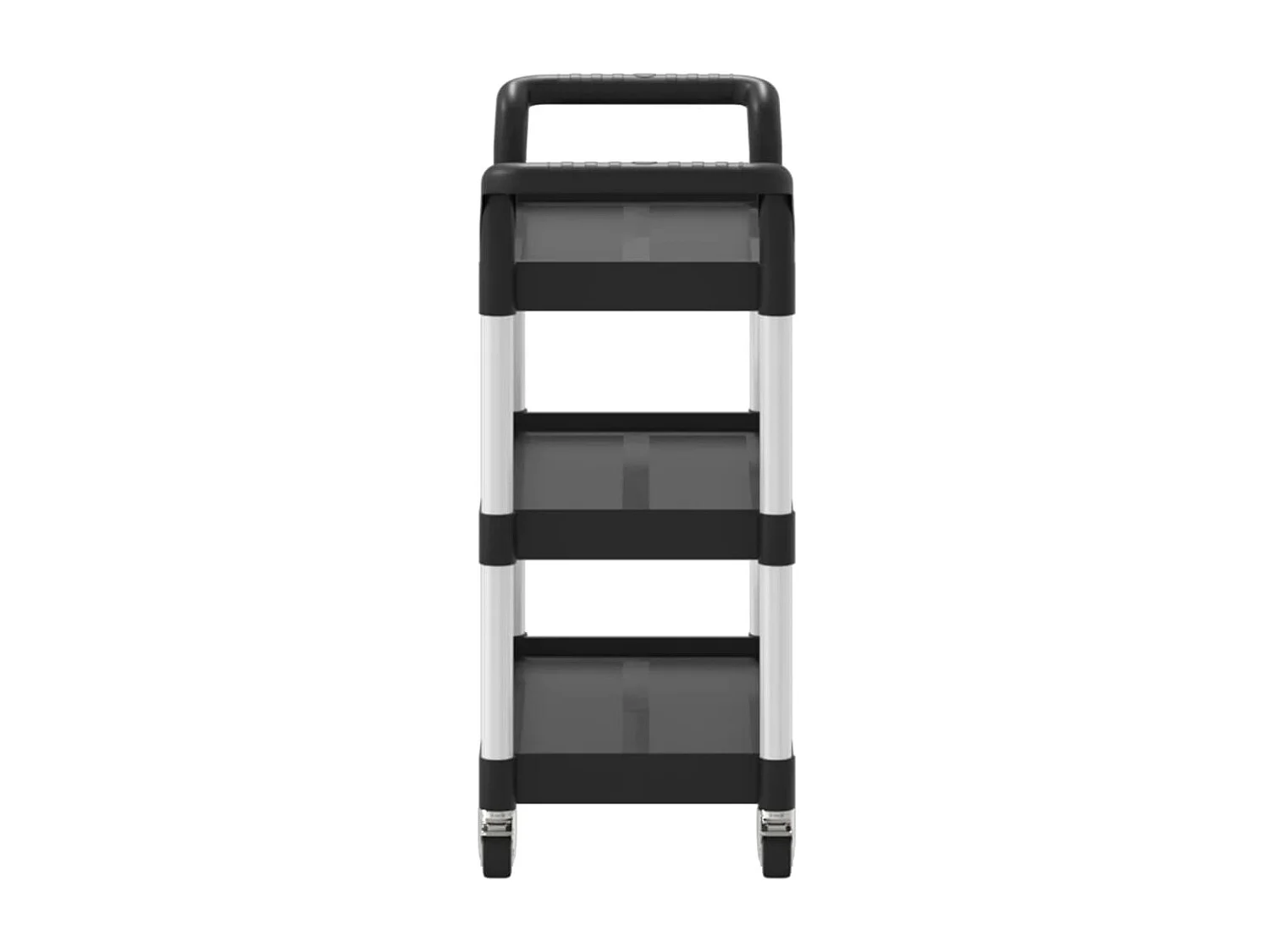Rollwagen mit 3 Etagen Schwarz 77x34x72 cm Aluminium