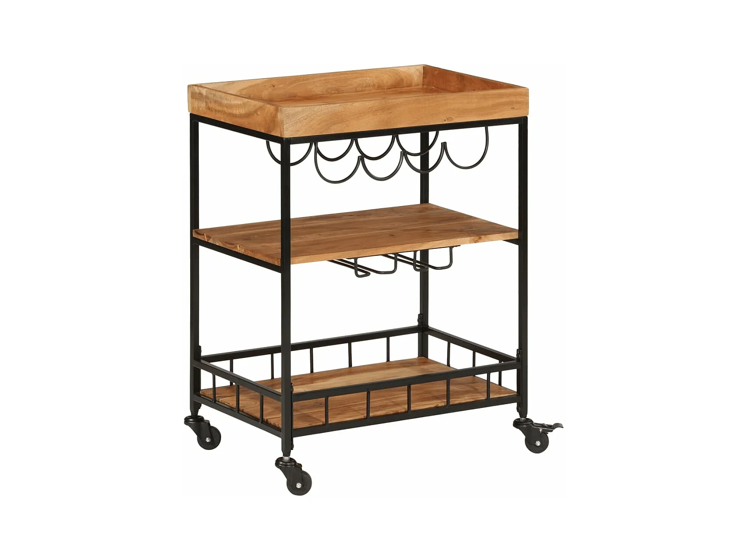 Barwagen 60x40x80 cm Massivholz Akazie und Eisen