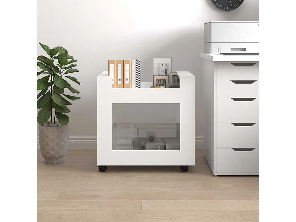 Chariot de bureau Blanc 60x45x60 cm Bois d'ingénierie