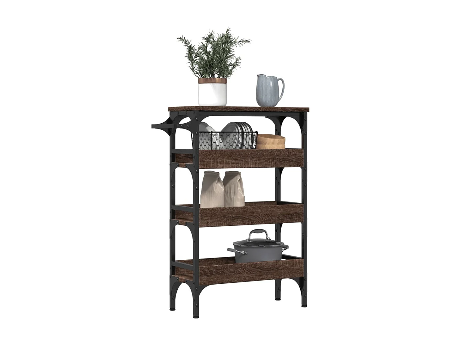 Carrito de cocina madera de ingeniería marrón roble 53x20x76 cm