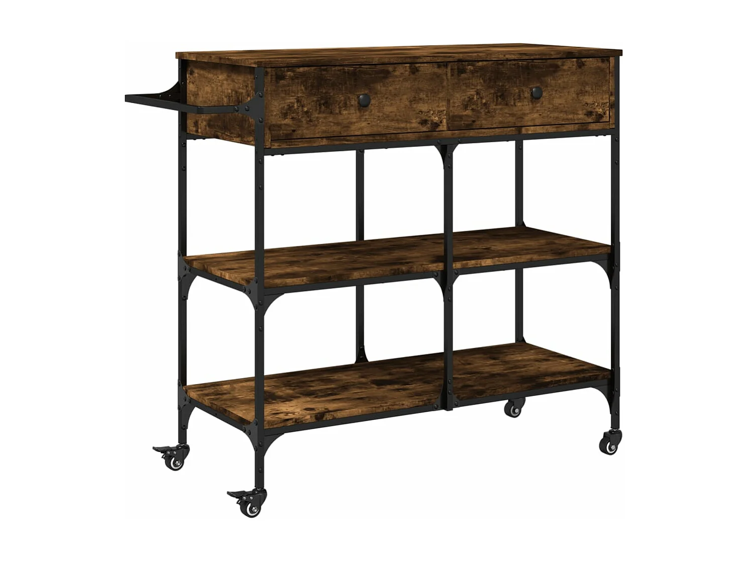 Chariot de cuisine chêne fumé 105x42x95 cm bois d'ingénierie