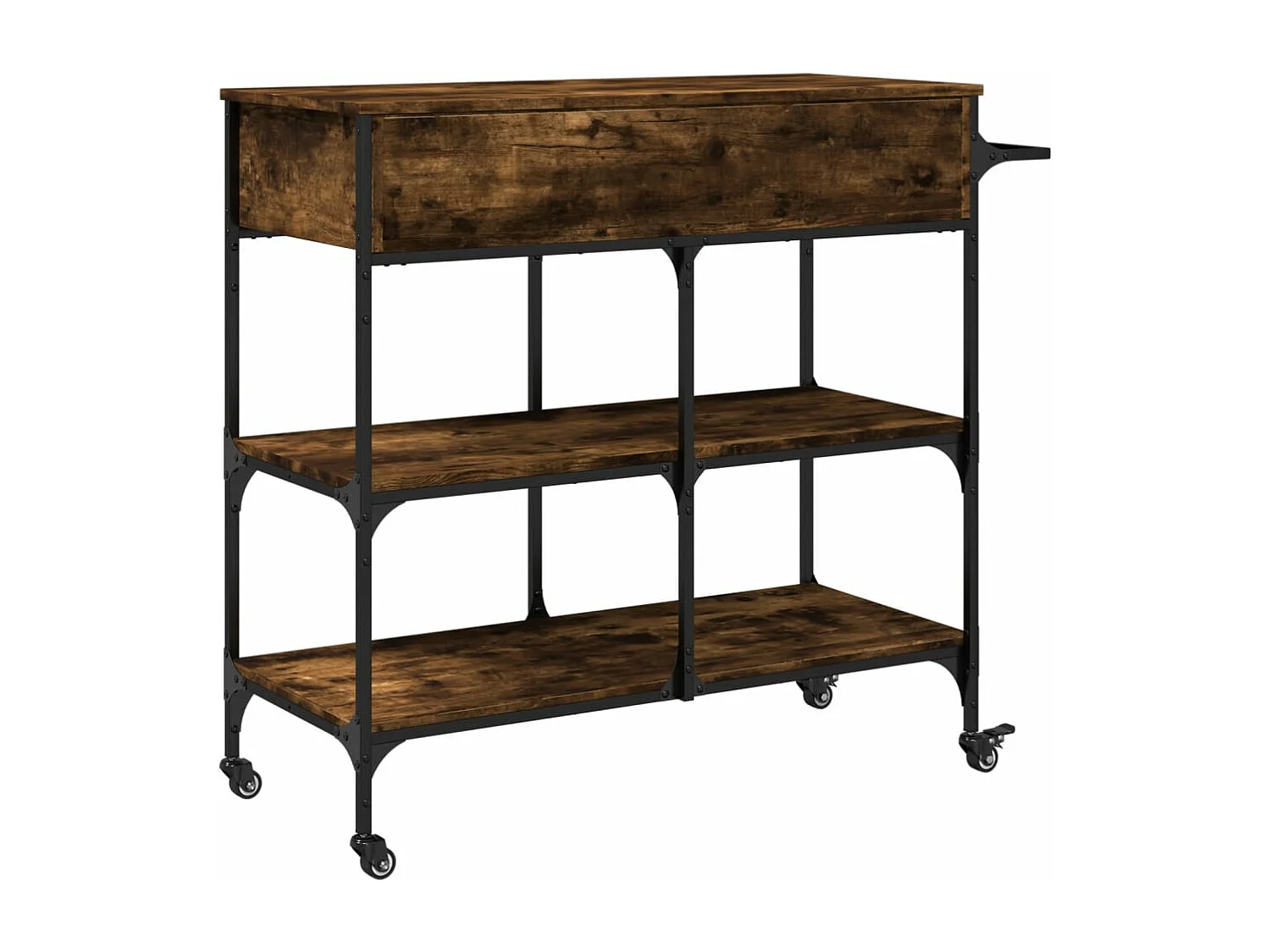 Chariot de cuisine chêne fumé 105x42x95 cm bois d'ingénierie
