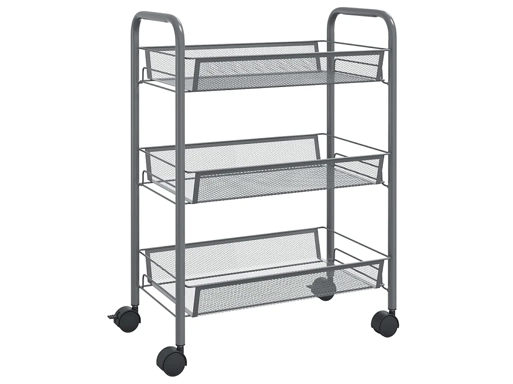 Chariot de cuisine à 3 niveaux Gris 46x26x64 cm Fer