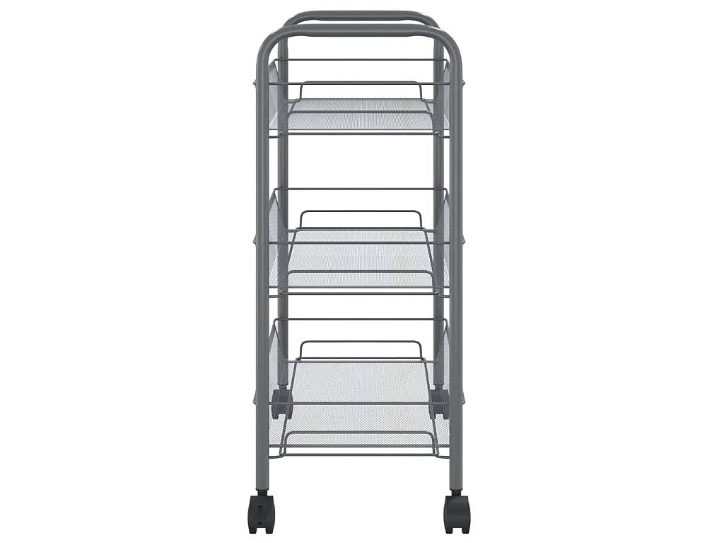 Chariot de cuisine à 3 niveaux Gris 46x26x64 cm Fer