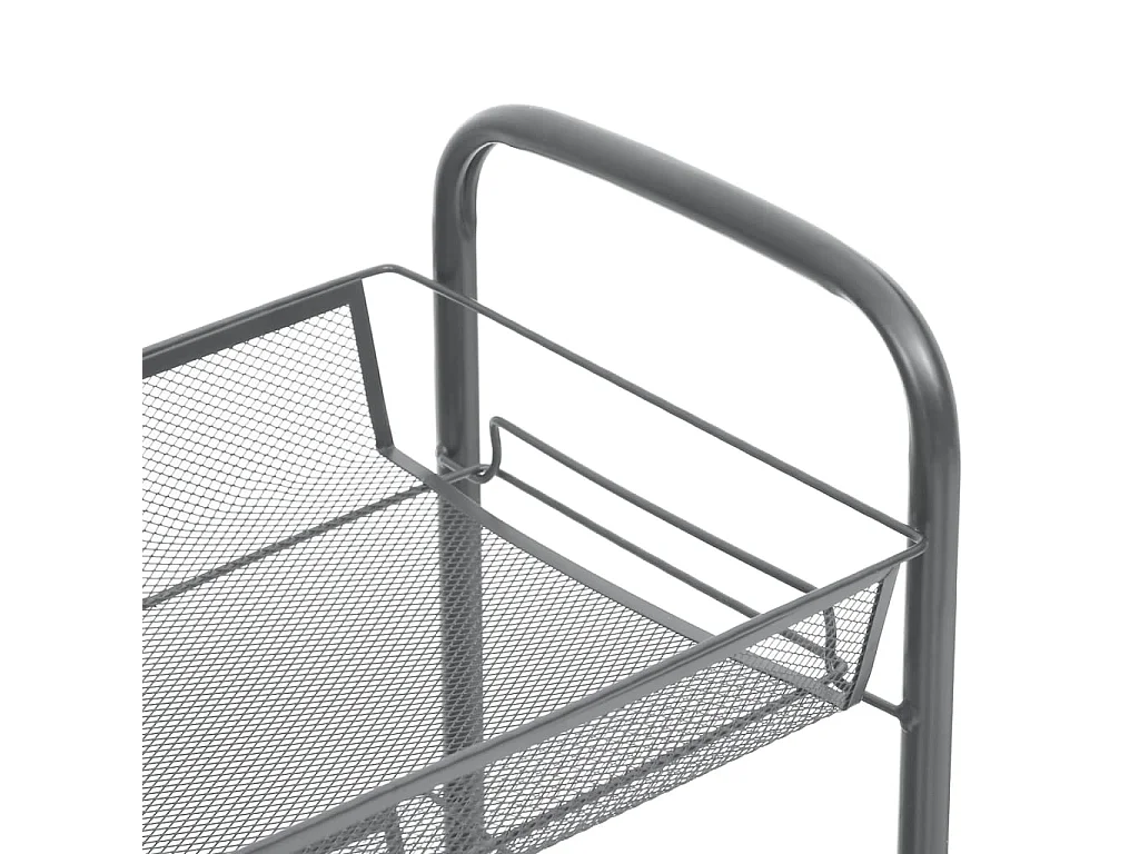 Chariot de cuisine à 3 niveaux Gris 46x26x64 cm Fer