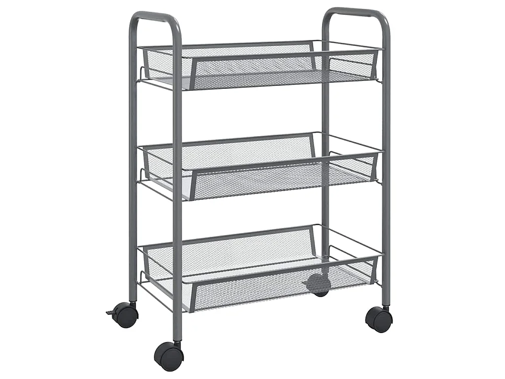 Chariot de cuisine à 3 niveaux Gris 46x26x64 cm Fer