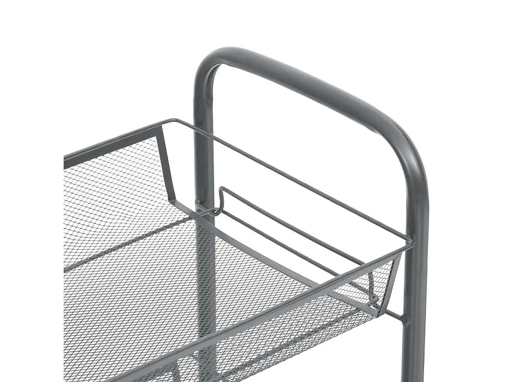 Chariot de cuisine à 3 niveaux Gris 46x26x64 cm Fer