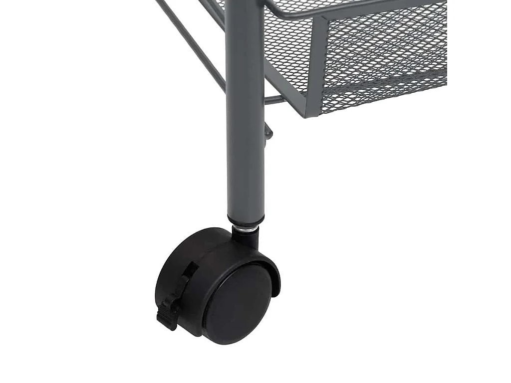 Chariot de cuisine à 3 niveaux Gris 46x26x64 cm Fer
