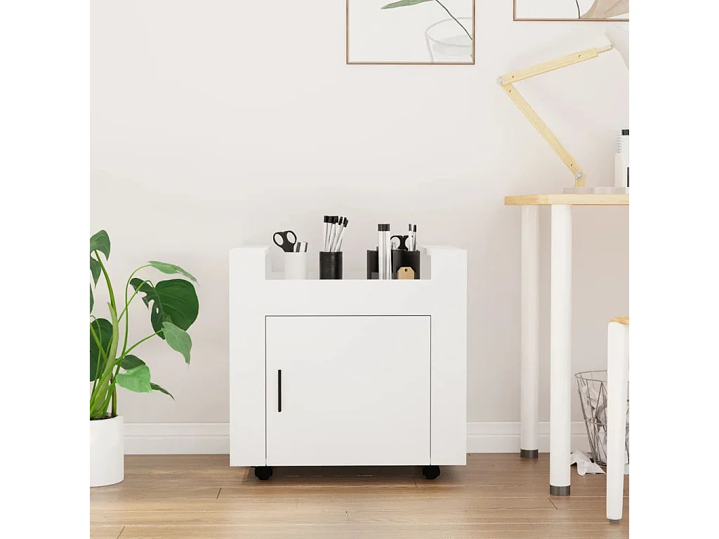 Carrello per Scrivania bianco 60x45x60 cm in Legno Multistrato