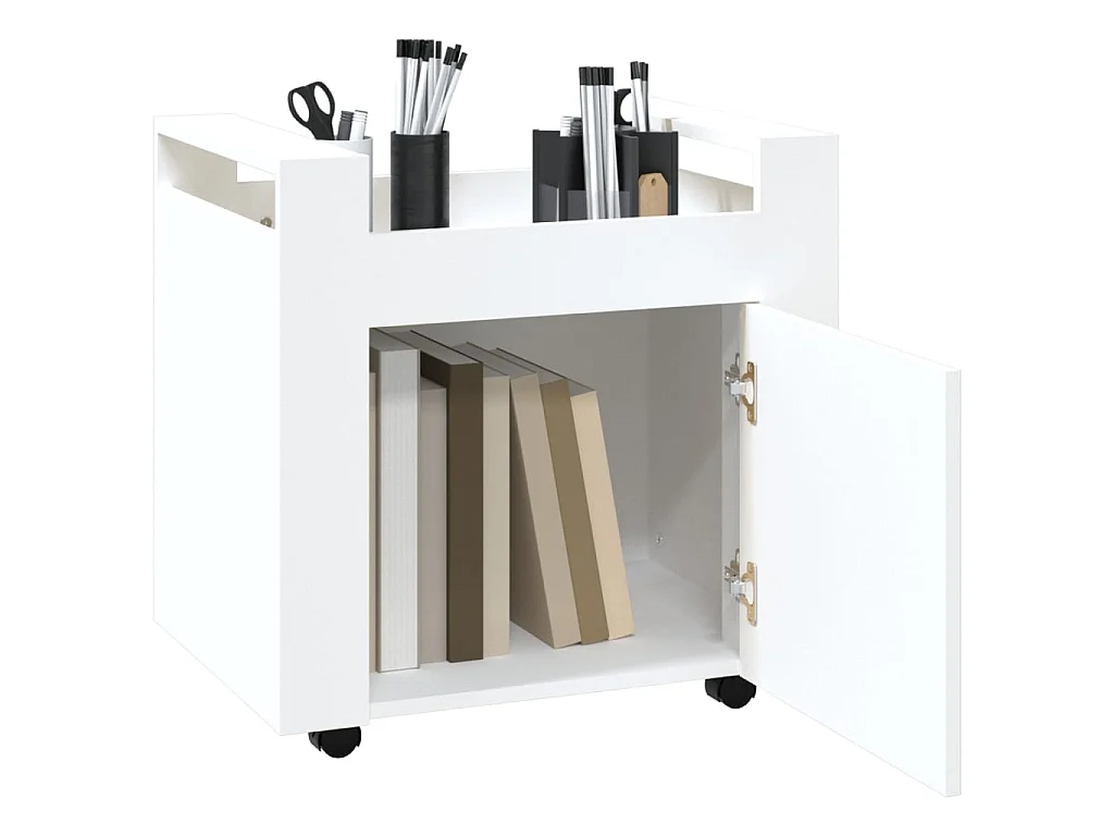 Carrello per Scrivania bianco 60x45x60 cm in Legno Multistrato